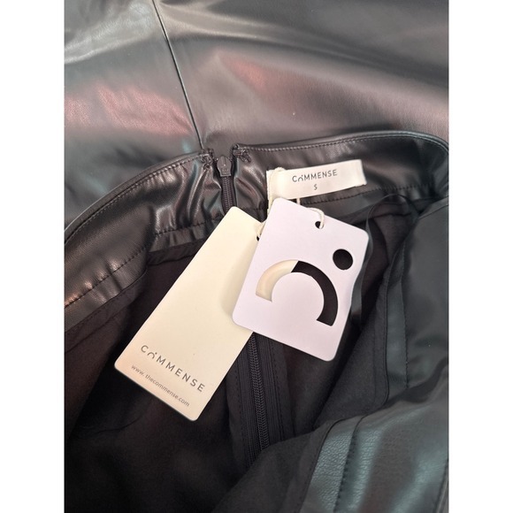 Commense Pleated Split PU Leather Skirt black size S - Picture 7 of 7